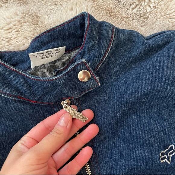 Vintage Fox Racing Denim Racing Stripe Moto Jacket - Picture 2 of 6